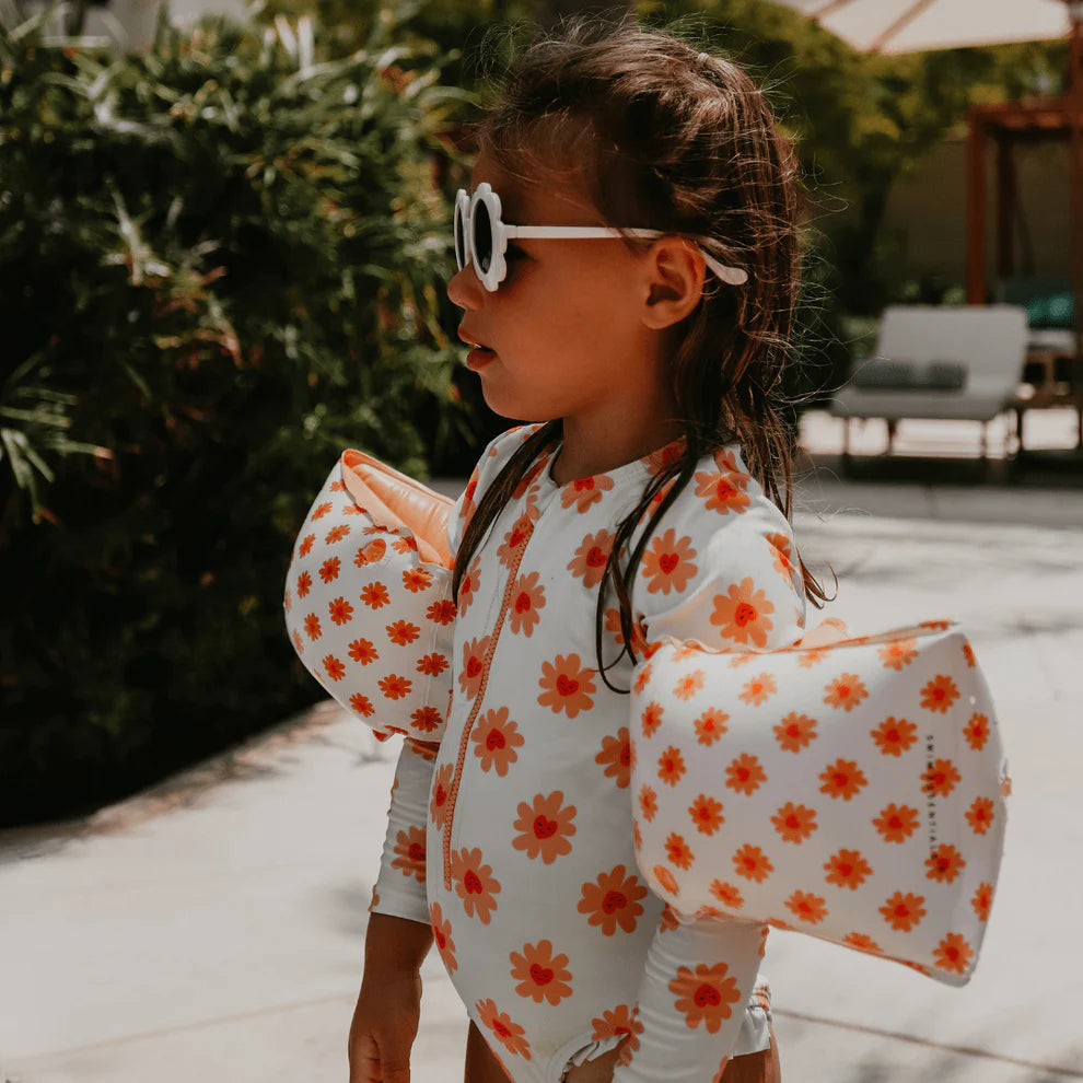 UV Swimsuit Girls With Sleeves - Multicolor - Floral Love