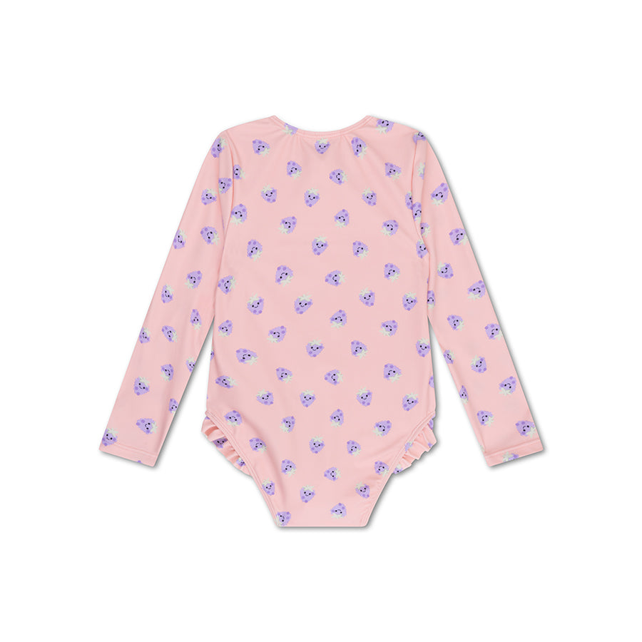 Maillot de bain UV Filles Avec Manches - Rose/Violet - Blackberry