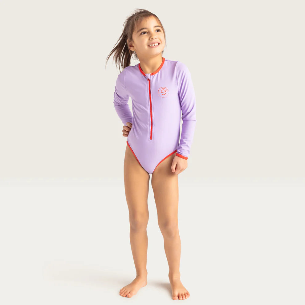 Maillot de bain UV Filles Avec Manches - Violet - Pure Tones