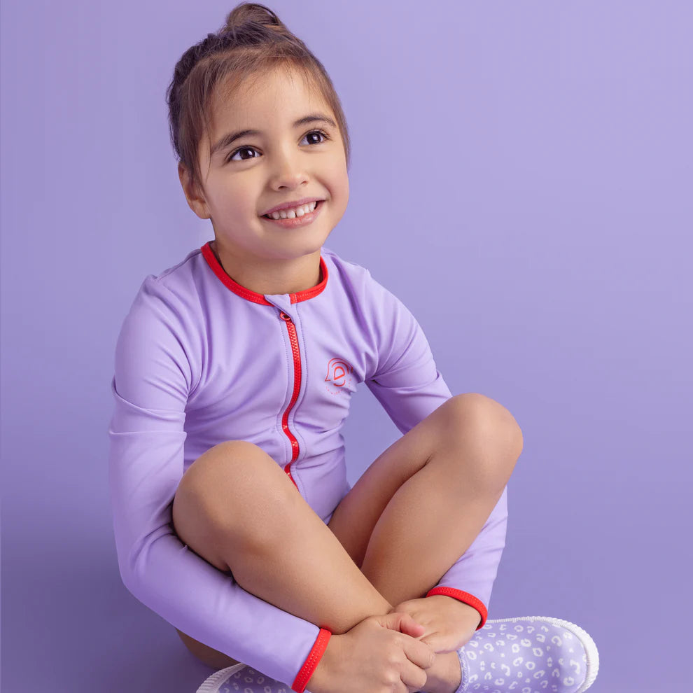 Maillot de bain UV Filles Avec Manches - Violet - Pure Tones