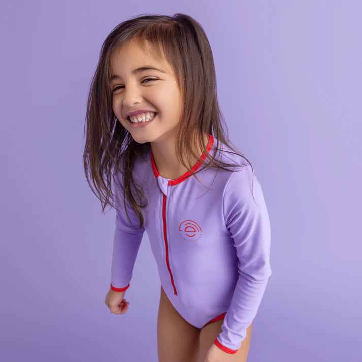 Maillot de bain UV Filles Avec Manches - Violet - Pure Tones