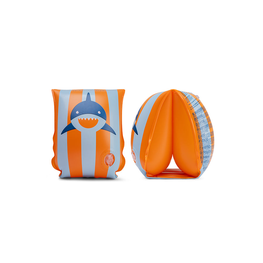 Arm Bands - Orange/Blue - Tropical Shark - 2/6 Years