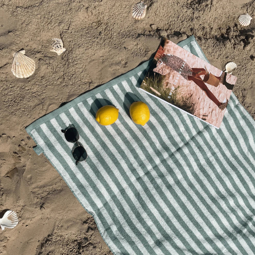 Toalla de playa algodón - Verde - Resort Stripe - 135 x 65 cm