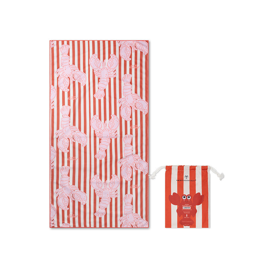 Beach Towel Microfiber- Red - Lobster Bay - 180 x 90 cm