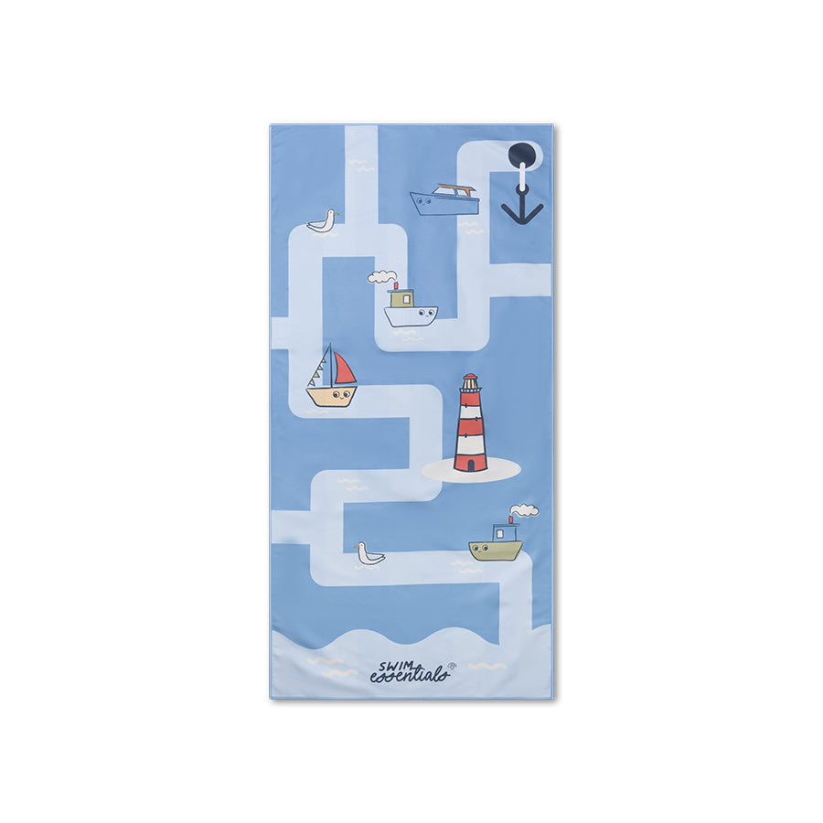 Beach Towel Microfiber - Blue - Seas The Day - 135 x 65 cm