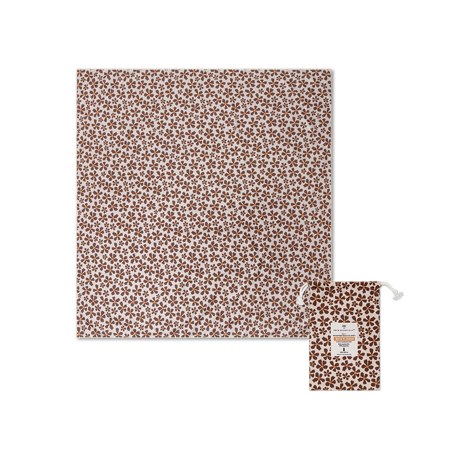 Beach Towel Microfiber - Brown - Wild Flower - 180 x 180 cm