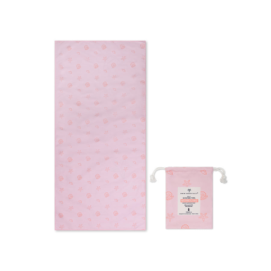 Beach Towel Microfiber - Pink - Shell Tastic - 135 x 65 cm