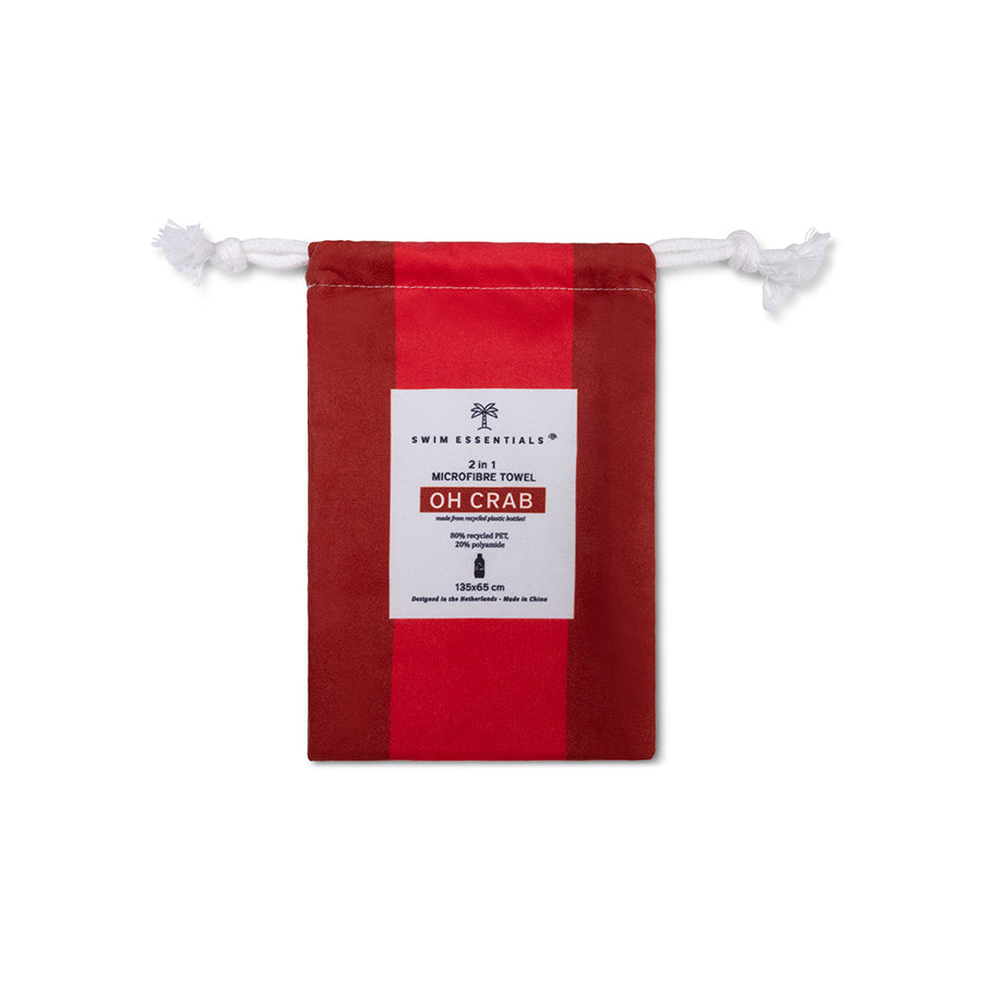 Toalla de playa de microfibra - Rojo - Crabby - 135 x 65 cm