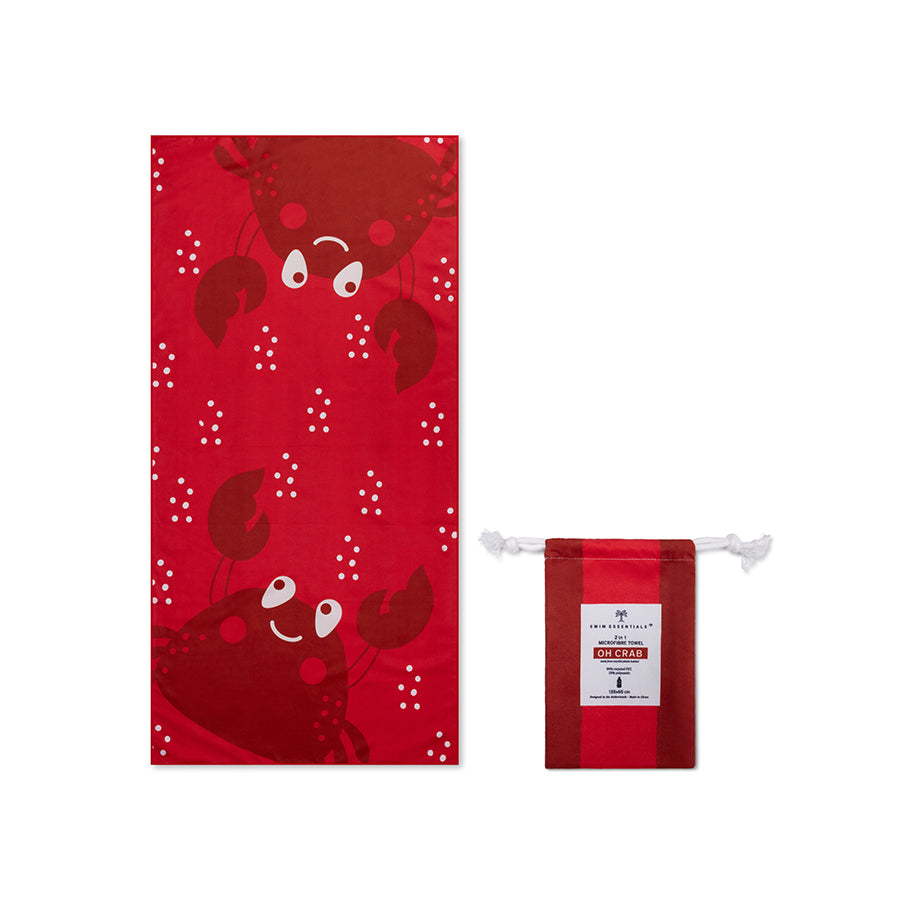 Toalla de playa de microfibra - Rojo - Crabby - 135 x 65 cm