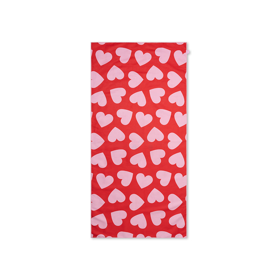 Toalla de playa Microfibra - Rojo - Hearts - 135 x 65 cm