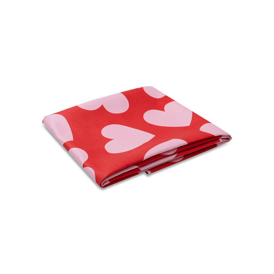 Beach Towel Microfiber - Red - Hearts - 135 x 65 cm