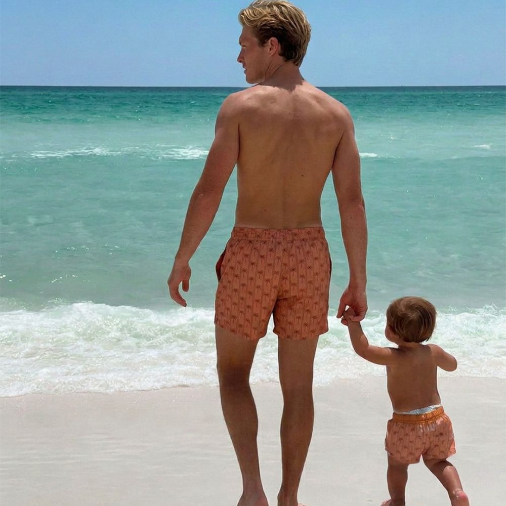 Family Bundle Swimwear - Brown - Palm Stripe