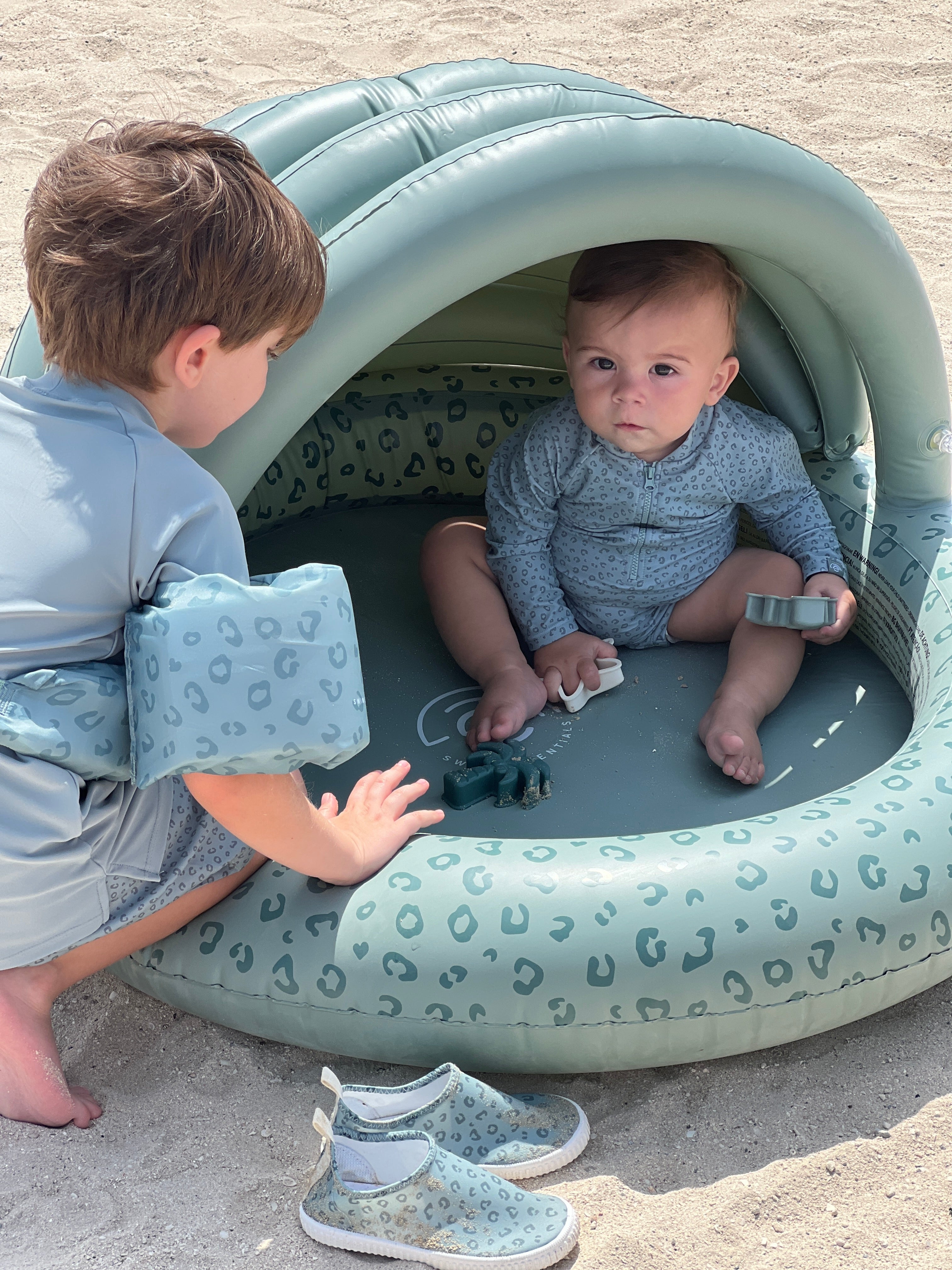 Kids Pool - Green - Leopard - Ø 100 cm with Canopy