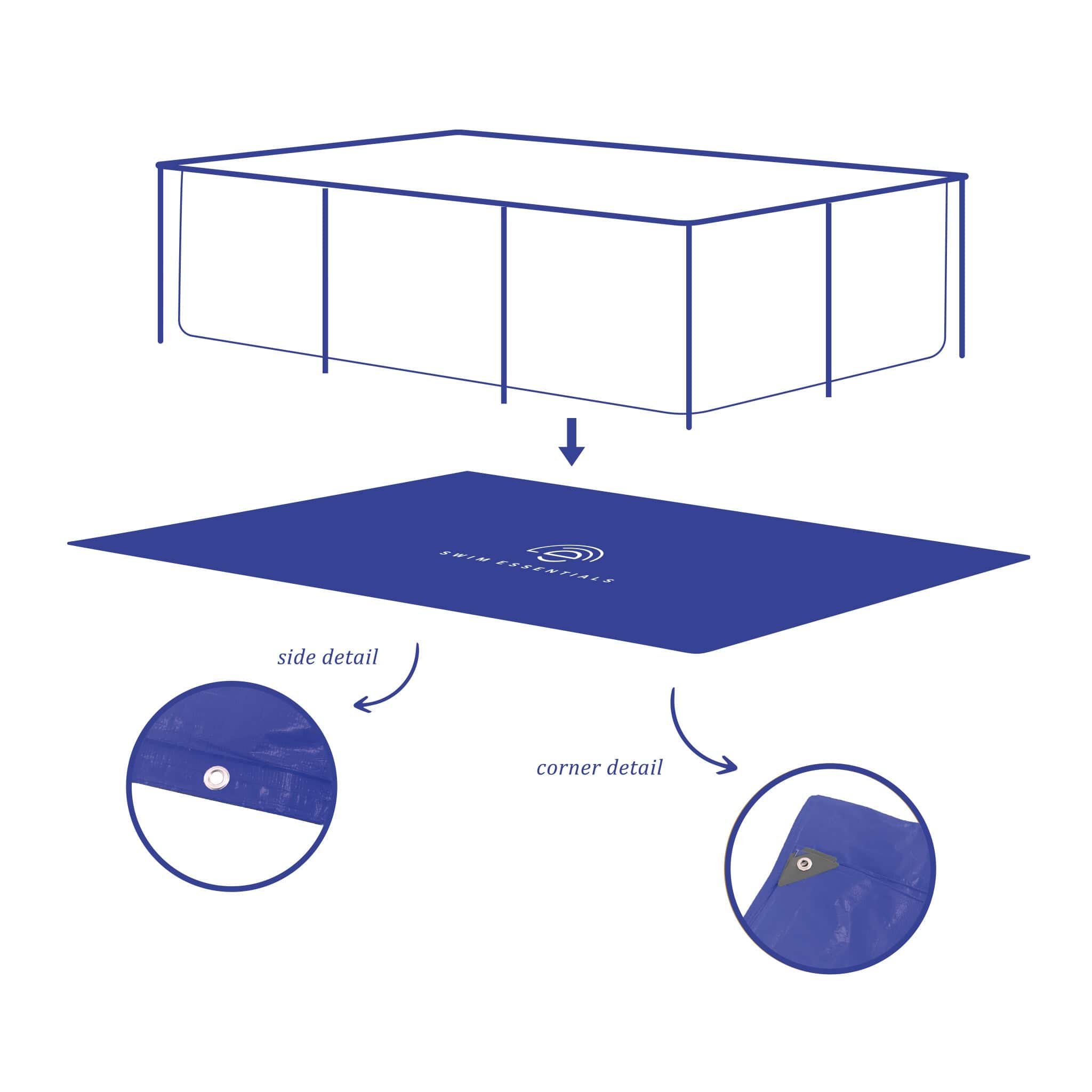 Lona de tierra protectora para piscinas - Azul Oscuro - Elegance - 260 x 160 cm