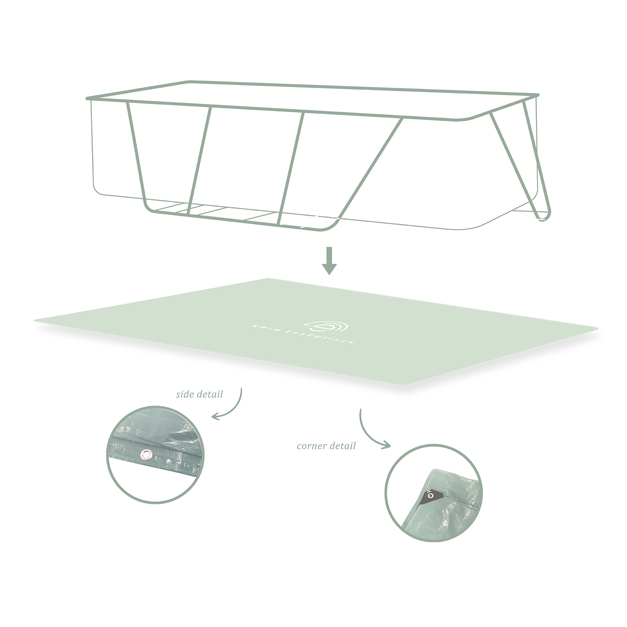 Lona de tierra protectora para piscinas - Verde - Essence - 200 x 400 cm