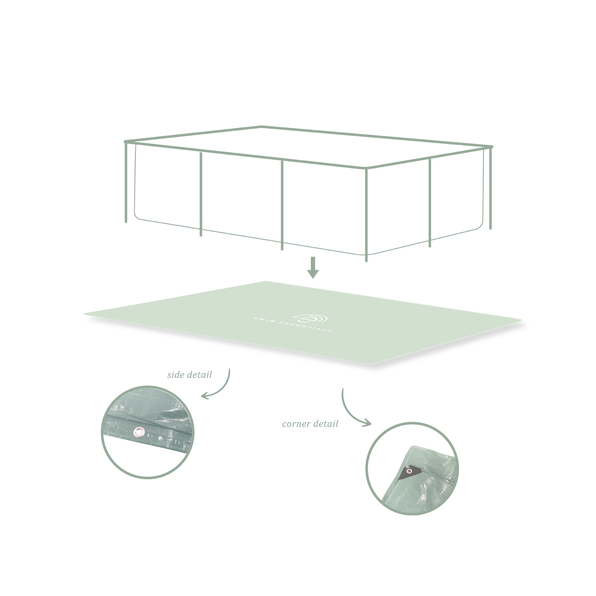 Lona de tierra protectora para piscinas - Verde - Essence - 260 x 160 cm