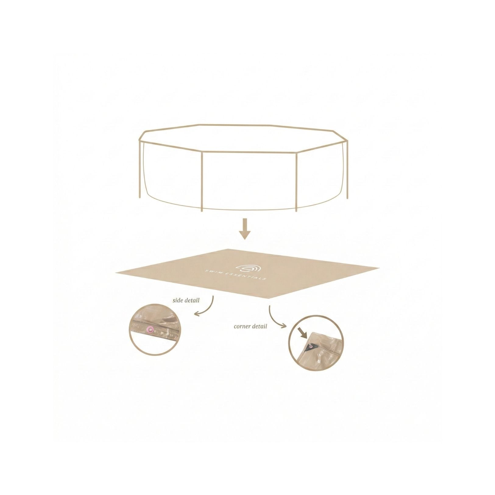 Ground Cover For Round Pool - Beige - Essence - Ø 305 x 75 cm