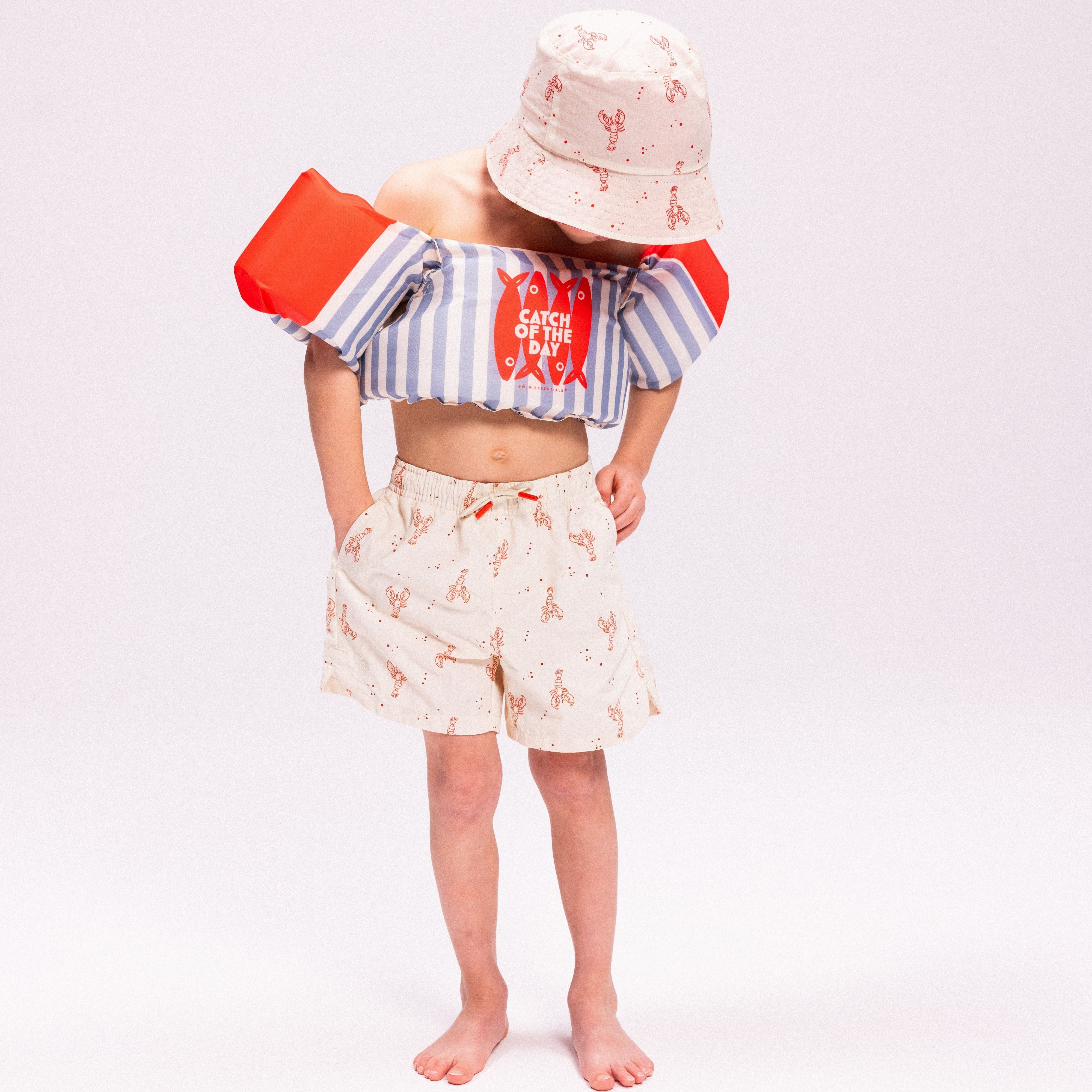 Swim Shorts - Beige/Red - Little Lobster