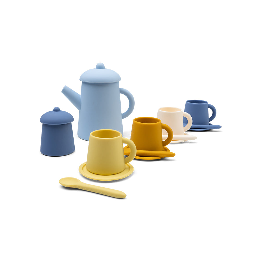Set da Tè in Silicone Giocattolo - Blu/Giallo - Pure Tones