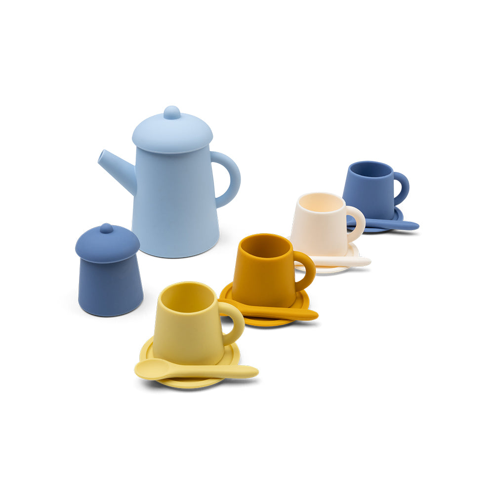 Set da Tè in Silicone Giocattolo - Blu/Giallo - Pure Tones