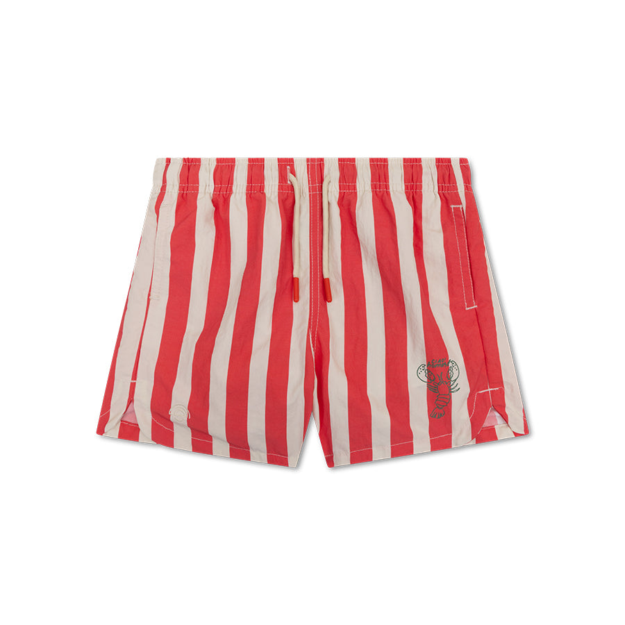 Swim Shorts - Beige/Red - Lobster Stripe