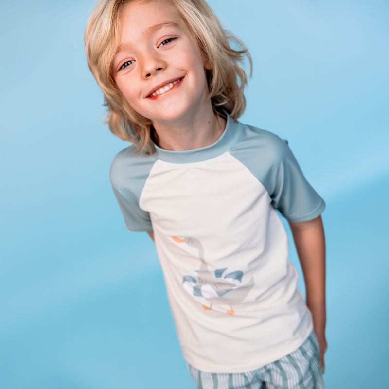 Camiseta de natación - Manga corta - Verde - Resort Stripe