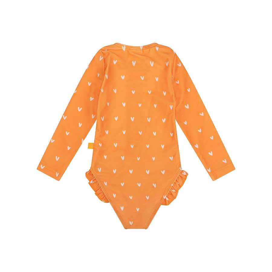 Bañador UV Niña con Mangas - Naranja - Orange Kiss