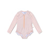 Bañador UV Niña con Mangas - Naranja/Blanco - Sunset Grid