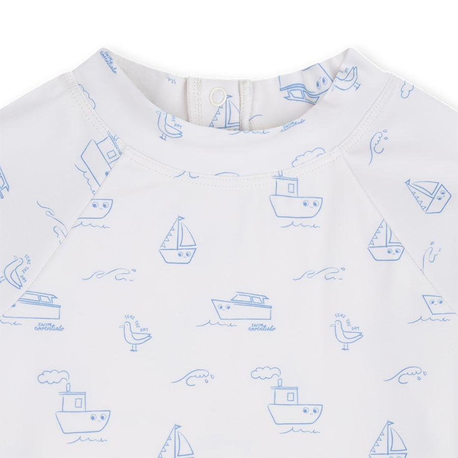 Camiseta De Natación UV Mangas Largas - Beige/Azul - Seas The Day