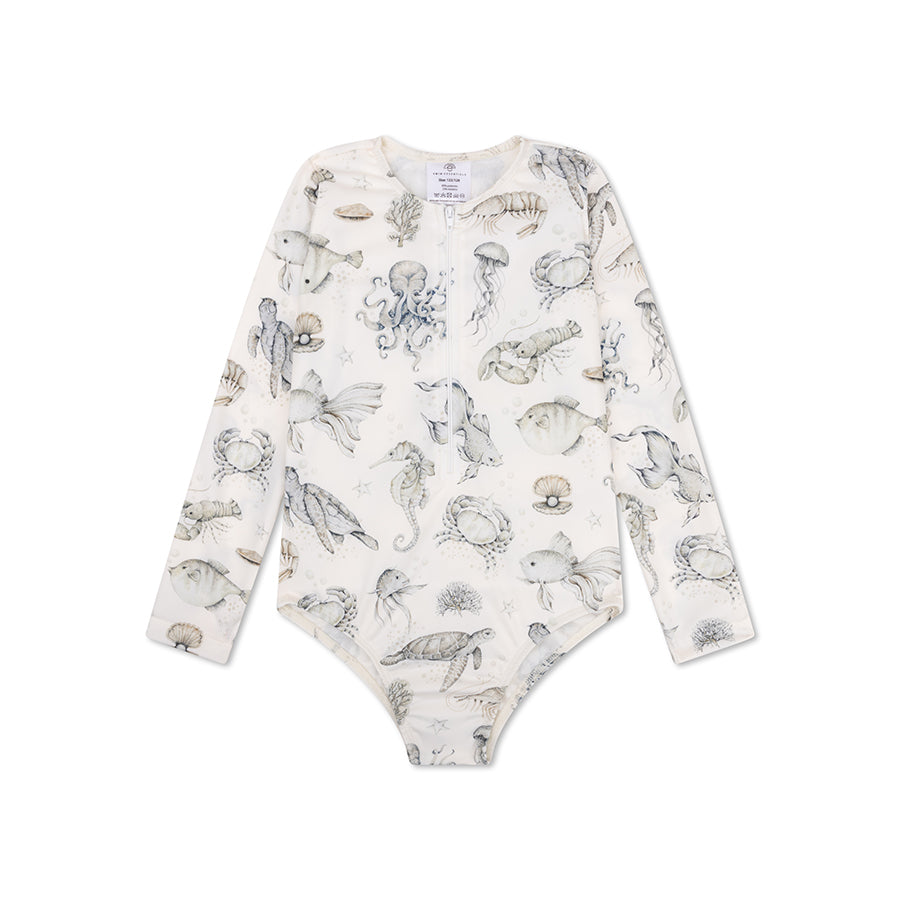 Bañador UV Niña con Mangas - Verde/Blanco - Sea Life