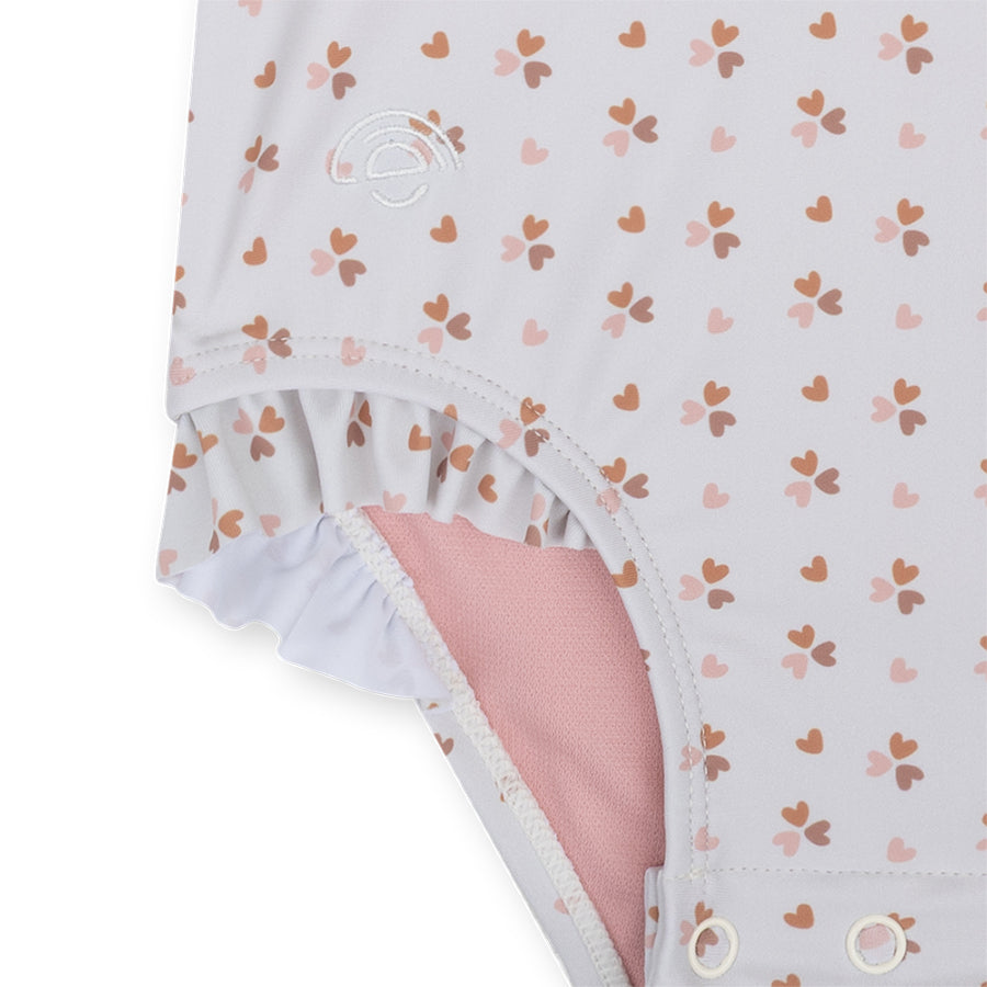Bañador UV Niñas con Mangas - Rosa Antiguo - Cozy Hearts