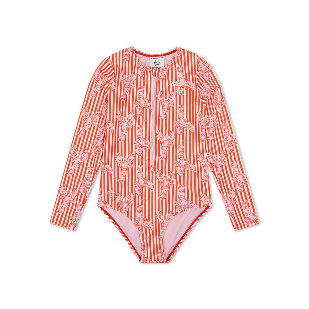 Bañador UV Niñas con Mangas - Rojo - Lobster Bay