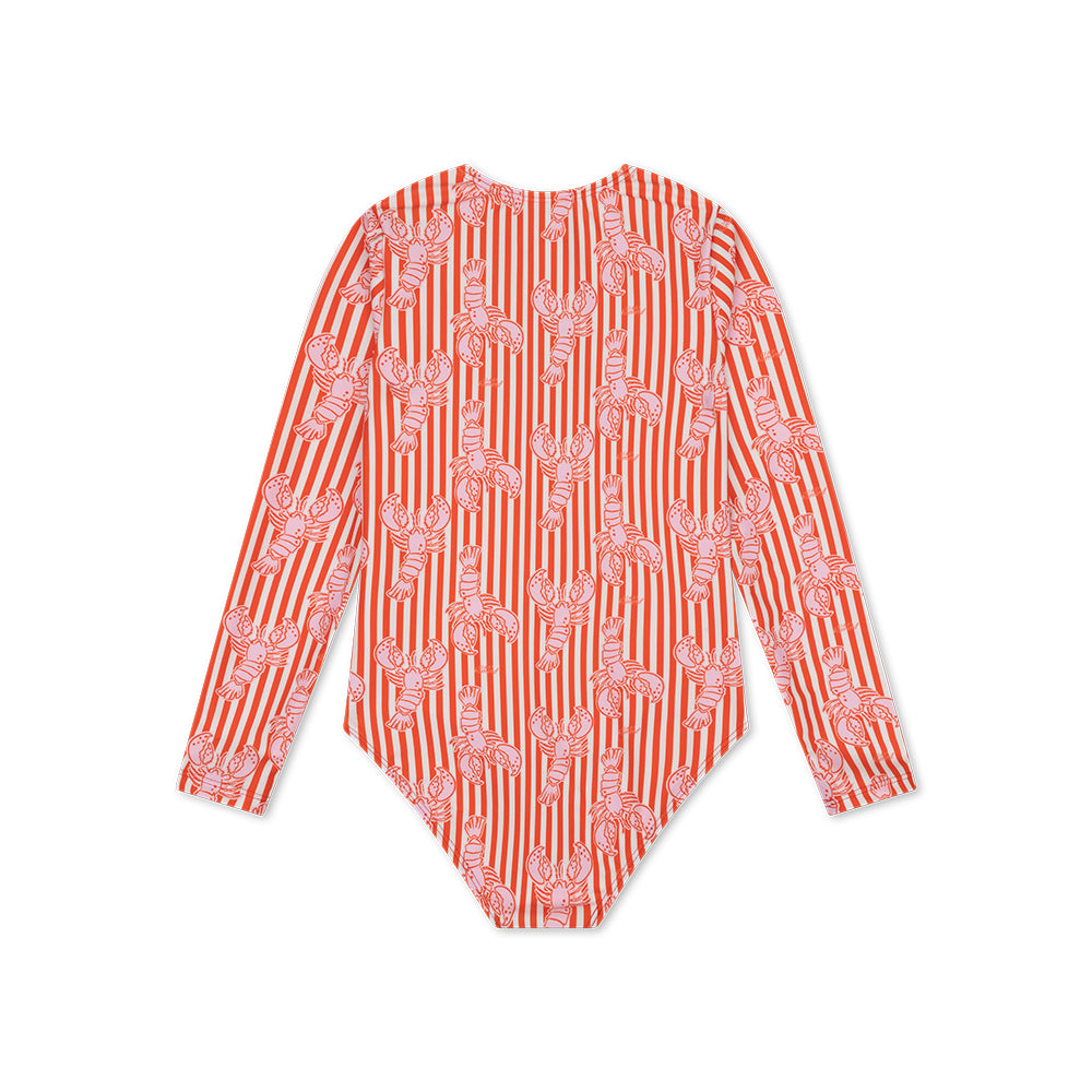 Bañador UV Niñas con Mangas - Rojo - Lobster Bay