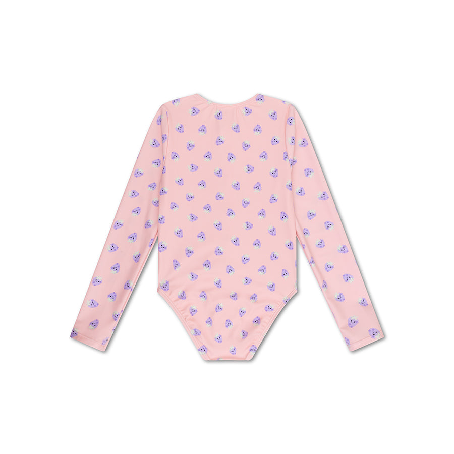 UV Swimsuit Girls With Sleeves - Pink/Purple - Blackberry