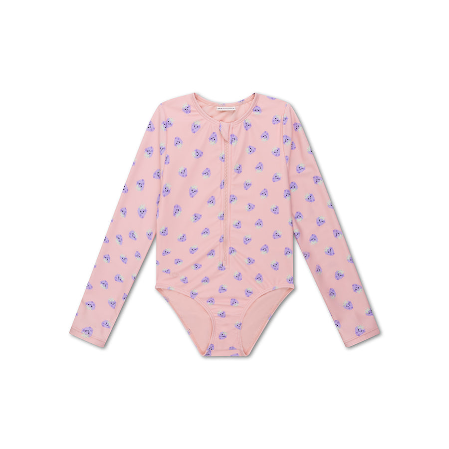 UV Swimsuit Girls With Sleeves - Pink/Purple - Blackberry