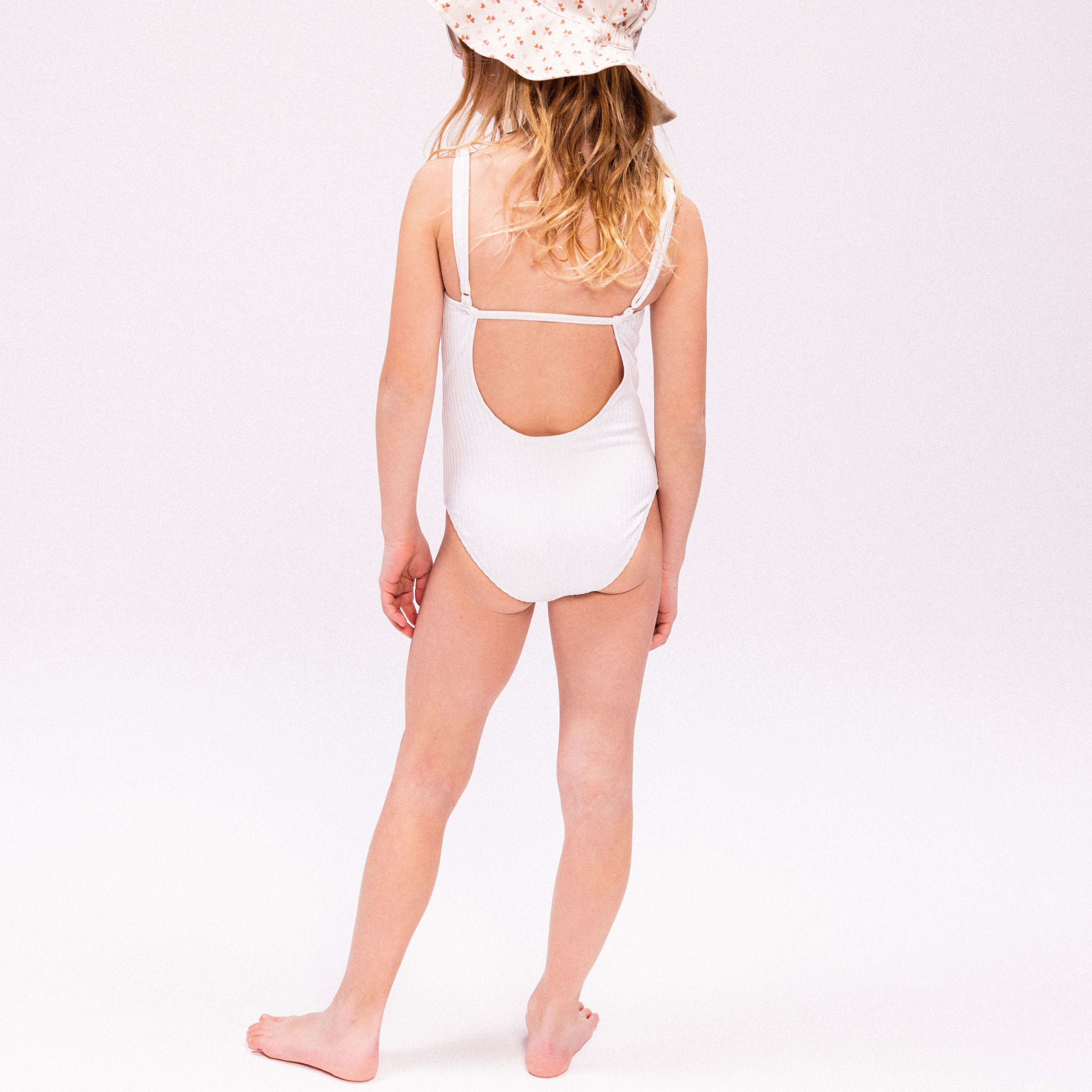 Badeanzug Mädchen - Weiß - Weiße Perle