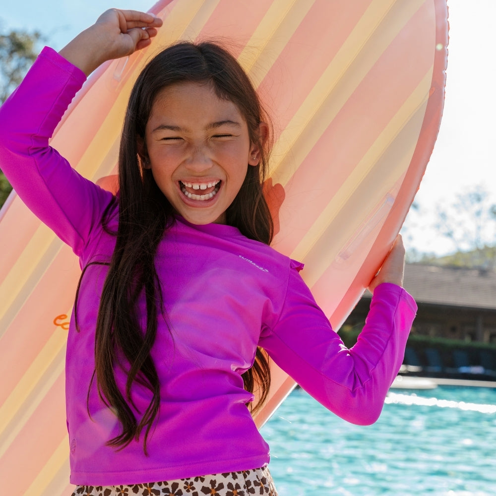 UV Swimming T-Shirt Long Sleeves - Purple - Wild Fucsia