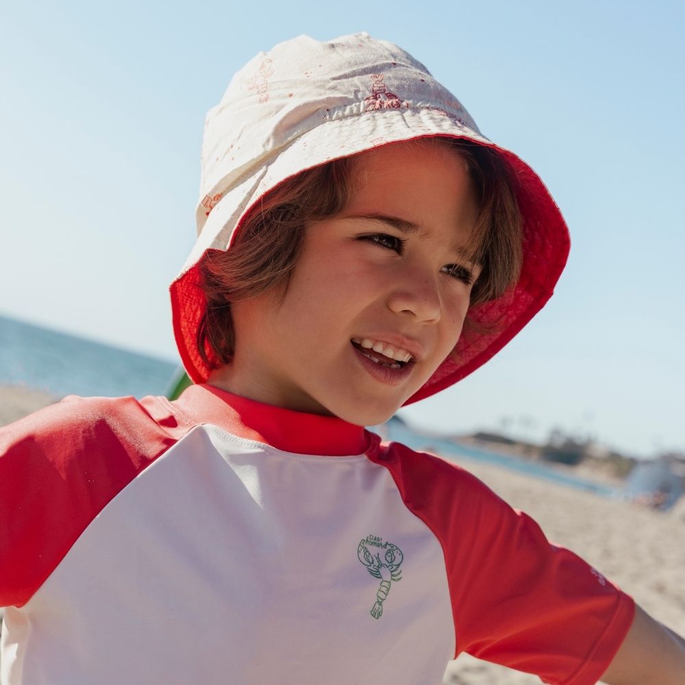 Chapeau de soleil réversible - Beige/Rouge - Little Lobster